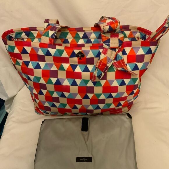 Kate Spade multi color purse baby diaper bag multi use tote washable Microfiber - Picture 3 of 14